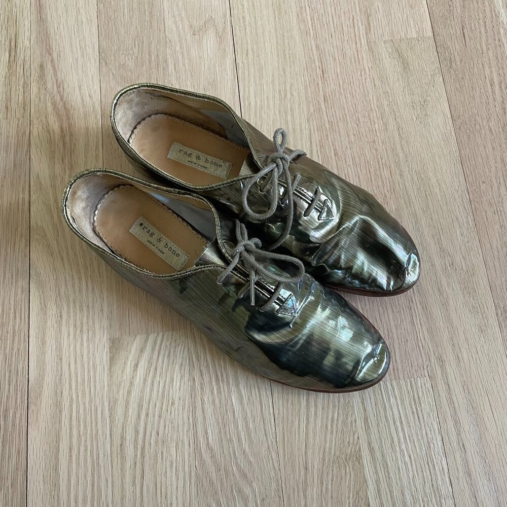 Rag and Bone metallic leather oxford